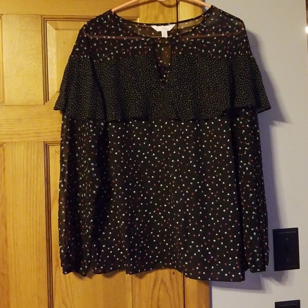 XL Lauren Conrad adorable sheer black/flower shirt